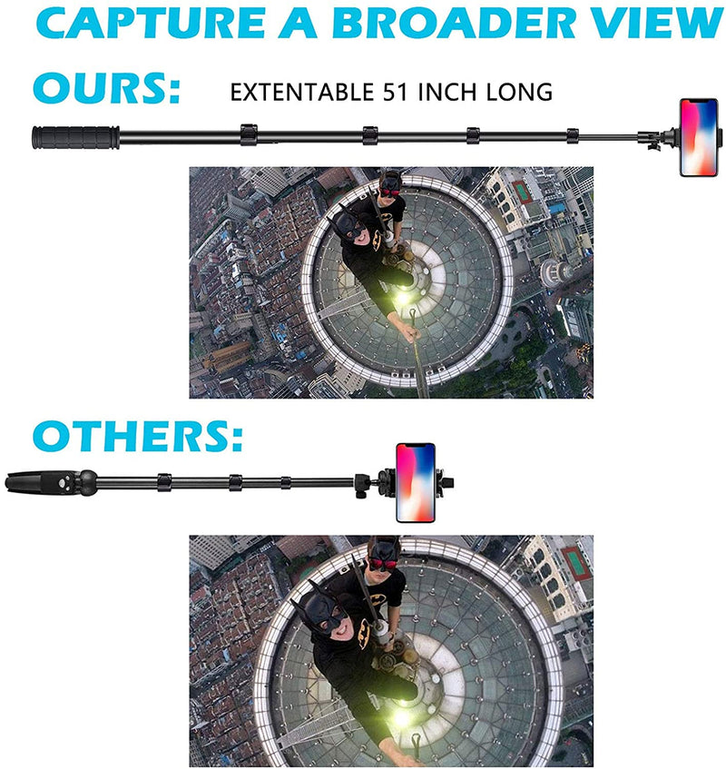 UBeesize 51" Extendable Tripod Stand with Bluetooth Remote for iPhone Android Phone, Heavy Duty Aluminum, Lightweight
