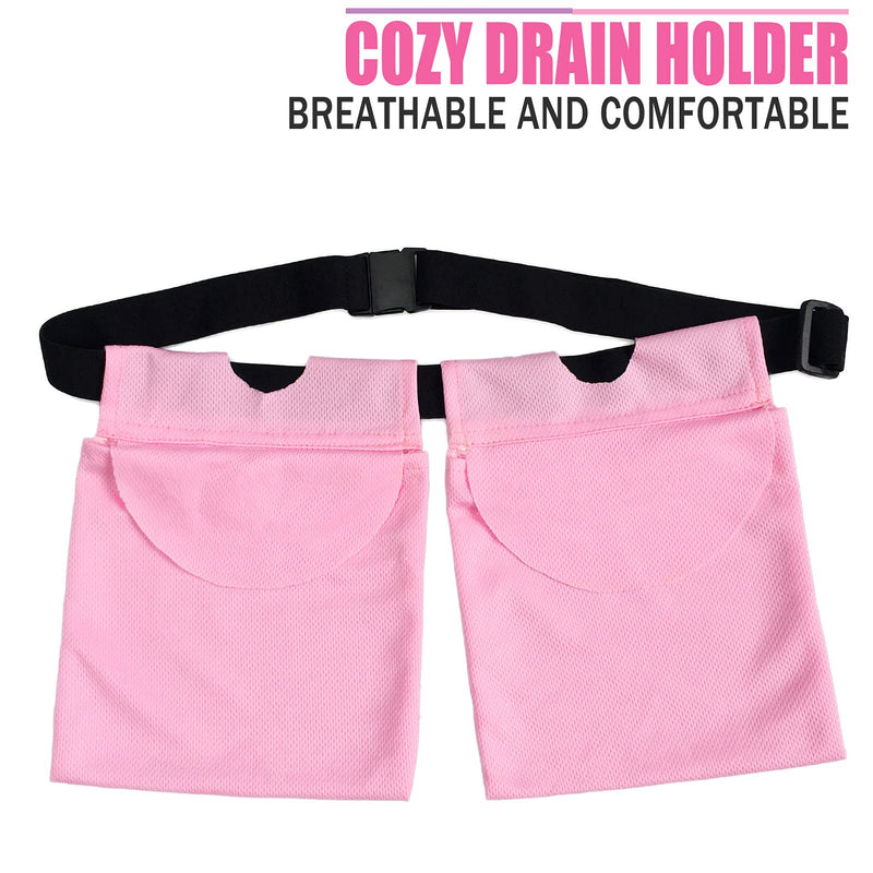 Mastectomy Drain Holder Pouches Large Capacity, Movable Drainage Pockets Stretchy for Breast Reconstruction/Abdominal/Explant/Tummy Tuck, Post JP Drains Management, Pink 1 Count (Pack of 1) Dwaist