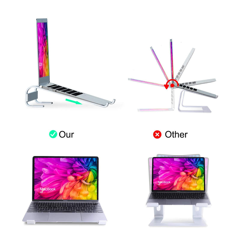 Laptop Stand for Desk, SOQOOL Computer Stand Riser for Desk,Ventilated Ergonomic Aluminum Notebook Stand Compatible with MacBook Air Pro Dell XPS HP 11 14 15.6 17.3 Inch Silver Work from Home