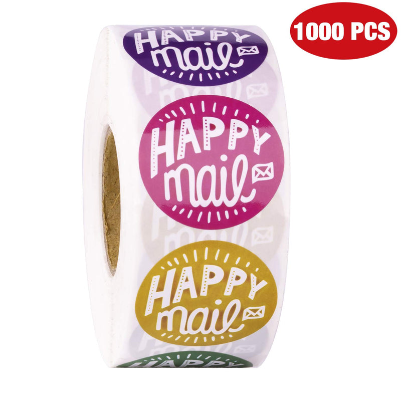 WRAPAHOLIC Happy Mail Business Stickers - 8 Kinds Colors Thank You Stickers, Shipping Stickers - 1.5 x 1.5 Inch 1000 Total Labels