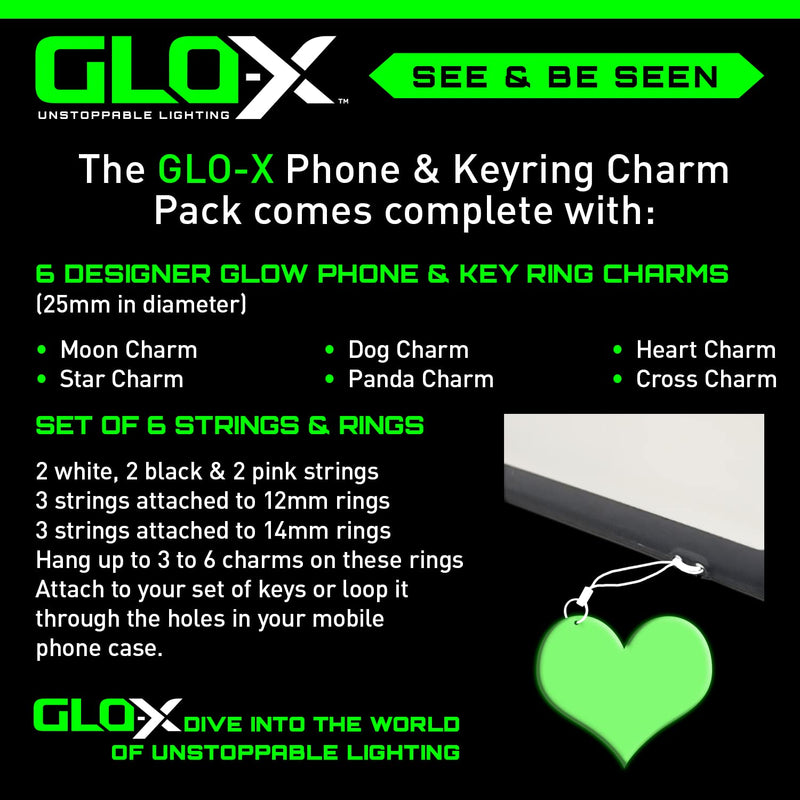 GLO-X Glow in The Dark Cellphone Charm - Keychain for Women and Men Works with All Smartphones and Tablets Including iPhone and Galaxy & Most Cases