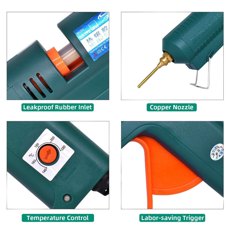 Full Size Hot Glue Gun, 150 Watts with 6 Copper Nozzles Temperature Adjustable Craft Repair Tool Professional Melting Glue Gun DIY Thermo Tool Include 5Pcs Highly Viscous Glue Sticks Luxury Set SET2(Glue Gun + 6 Nozzles)