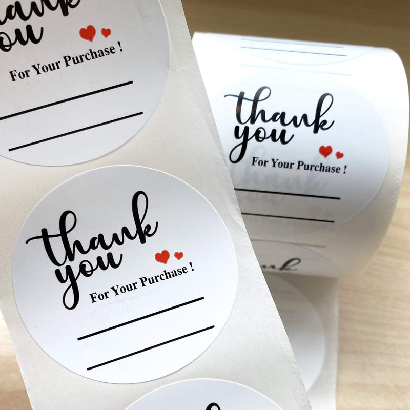 Thank You for Your Purchase Stickers,Thank You Labels with Lines,Writable Stickers for Business,Bakery,Cafe,Boutiques,2 Inch 500 Pcs Per Pack