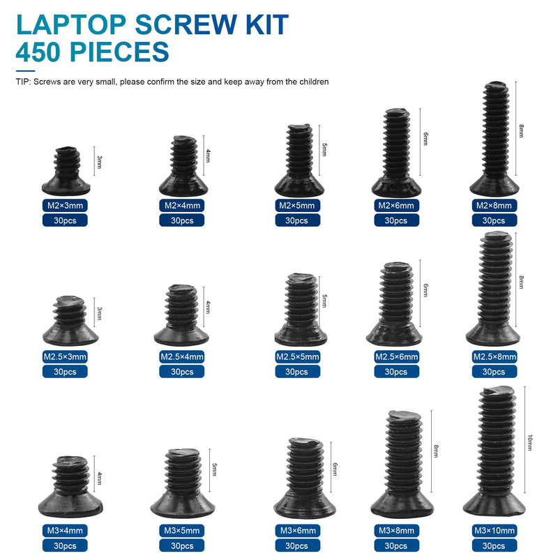 NINDEJIN Laptop Computer Screw Kit, M2 M2.5 M3 Countersunk Flat Head Phillips Mini Screws Set, Replacement Screw Electronic Repair Accessories Flat Head 2