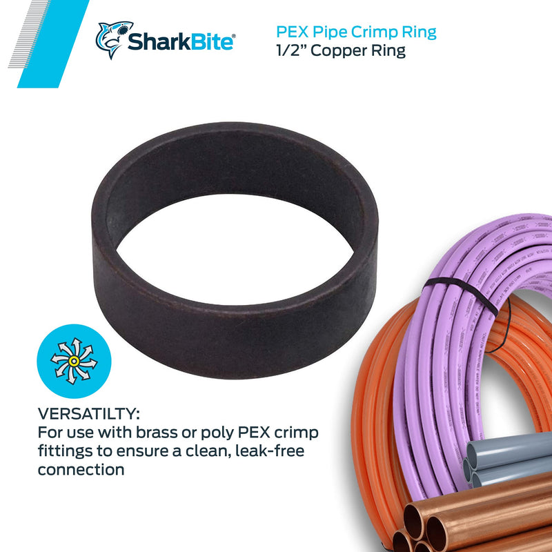 SharkBite 23102CP25 Crimp Ring, 1/2 inch, Pack of 25, 25