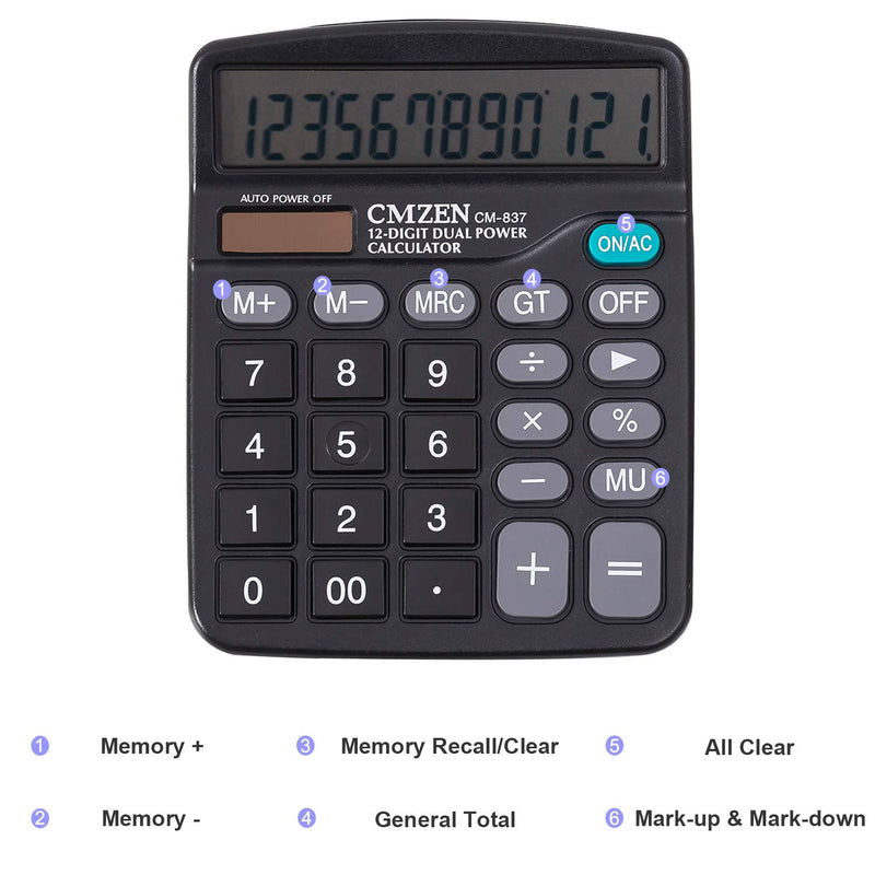 JAWOO Calculators Dual Power Handheld Electronic Business Solar Basic Calculator with Large LCD Display 2 Pack