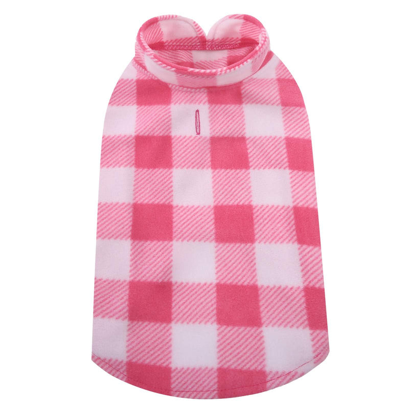Kuoser Stretch Dog Fleece Vest, Soft Classic Plaid Basic Dog Sweater for Small Dogs & Cats, Warm Dogs Shirt Pullover Dog Coat Jacket Winter Dog Clothes for Teddy Chihuahua Yorkshire with Leash Hole XX-Small Pink Plaid