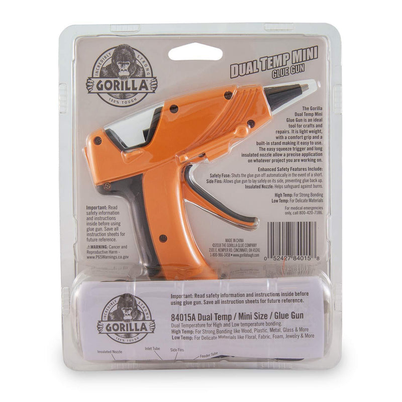 Gorilla Dual Temp Mini Hot Glue Gun Kit with 30 Hot Glue Sticks, (Pack of 1) 30 Sticks