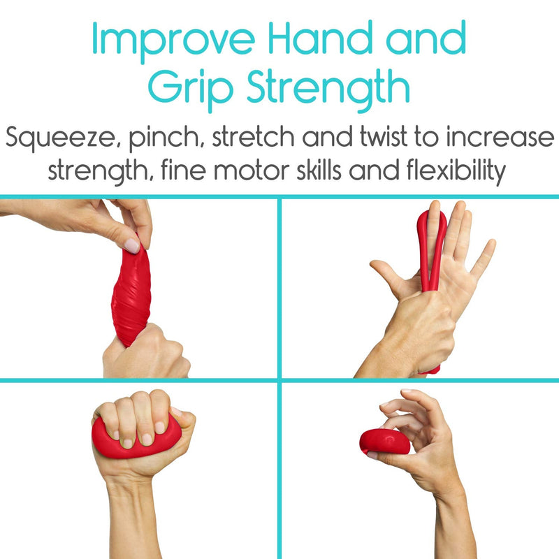 Vive Therapy Putty, Occupational Hand Tools (2 Pack) - Sensory Stress Relief - for Physical Exercise, Finger Pain, Grip Strength, Rehab, Arthritis, Adults, Forearms, Fidgeting, Motor Skills Red (X-firm)