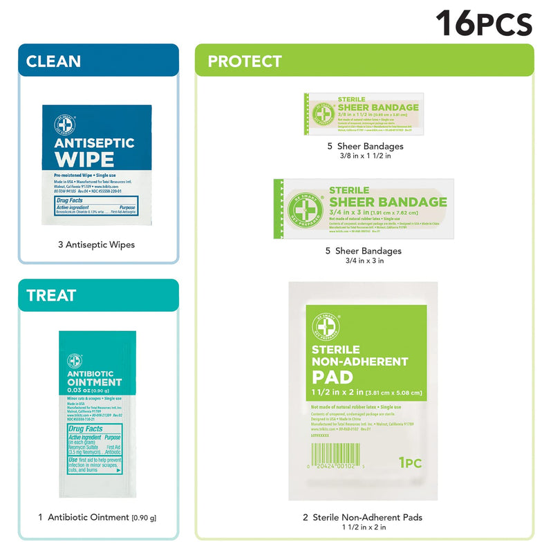 Be Smart Get Prepared Total Resources International "Let's Go Cuts & Scrapes" Compact First Aid Kit