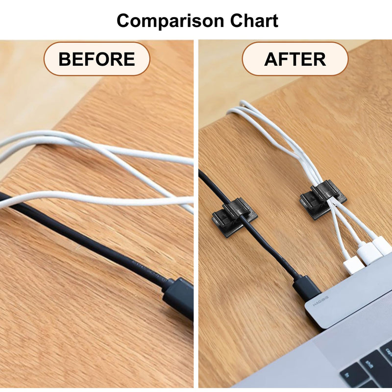 Xuuza 50Pcs Locking Tab Cable Clips, Adhesive Cord Organizer Cable Management Guide for PC Desk Computer Mouse Phone USB Charging Cables Indoor Office Home (Black) black