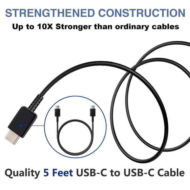 Super Fast Type C Charger Kit,2-Pack PD 25W Fast Charger and 5-ft USB C to USB C Fast Charging Cable for Samsung Galaxy S21/S21+/S21 Ultra/S20/S20+/S20 Ultra/Note 20/Note 20 Ultra/Note 10/Note10+