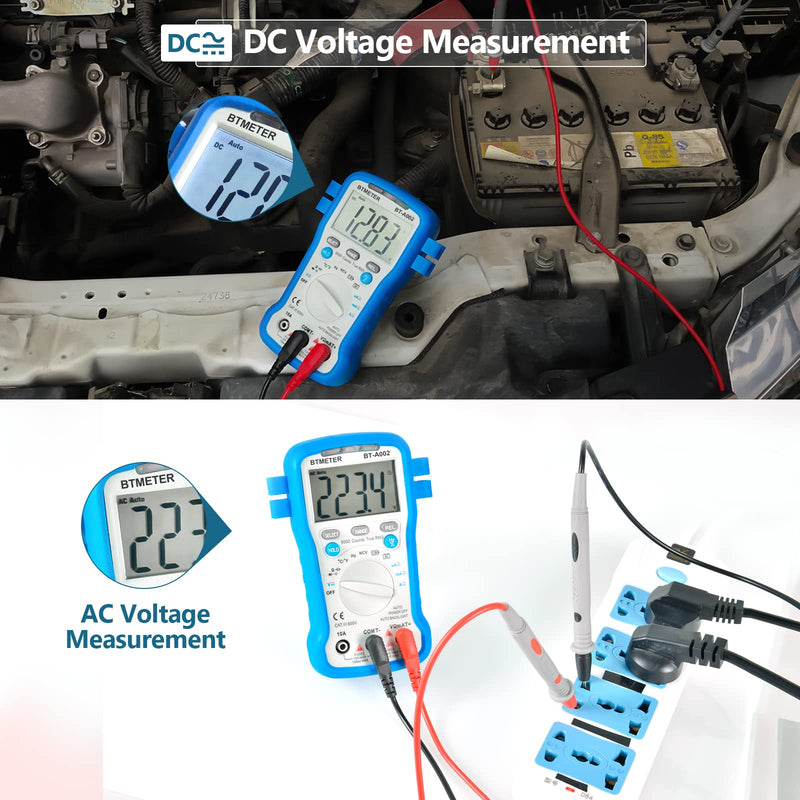 BTMETER BT-39C True RMS Digital Multimeter Auto Ranging for AC DC Voltage,Current, Resistance, Capacitance Tester with Temp Battery LED Test Auto Backlit