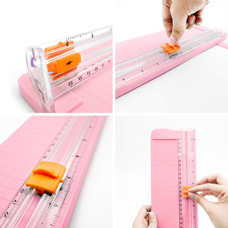 Paper Cutter with a Replacement Cutting Blade, A5 Size, White, 1pack Pink