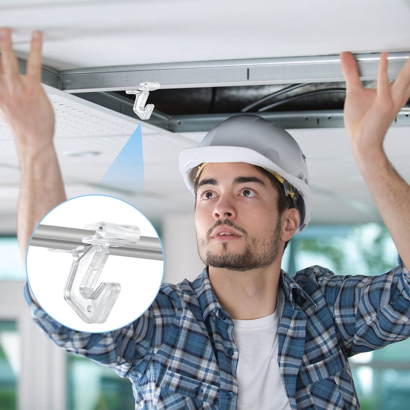 Clear Drop Ceiling Hooks Polycarbonate Ceiling Hanger T-Bar Track Clip Suspended Ceiling Hooks for Hanging Plants Office Signs Decorations (25) 25