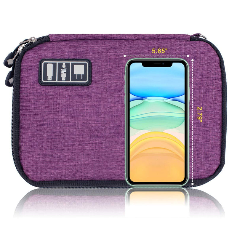 Travel Cable Organizer Bag Waterproof Portable Electronic Organizer for USB Cable Cord Phone Charger Headset Wire SD Card,5pcs Cable Ties Violet