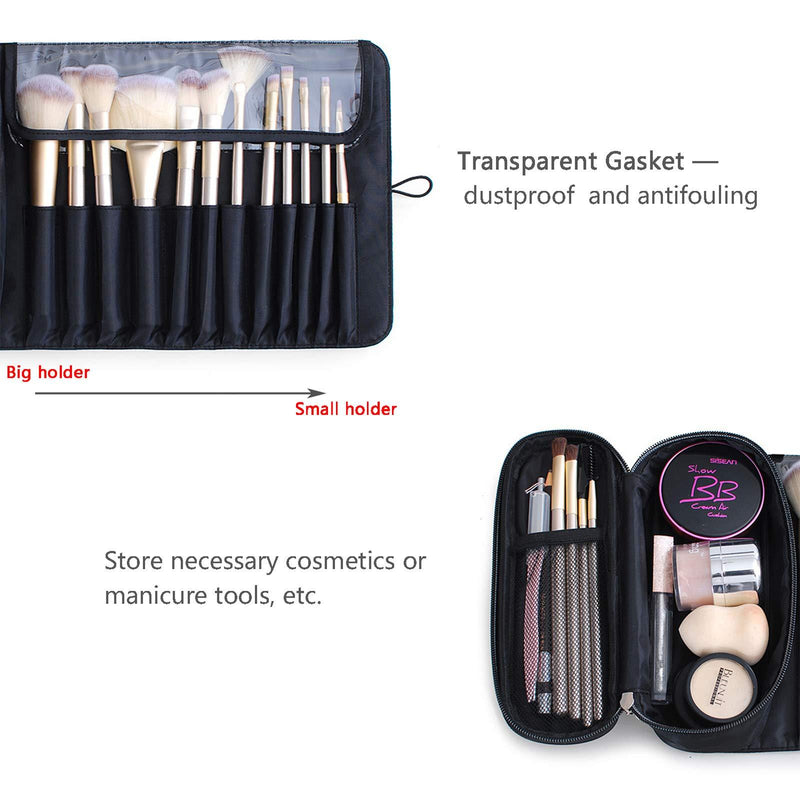 Portable Makeup Brush Organizer Makeup Brush Bag for Travel Can Hold 20+ Brushes Cosmetic Bag Makeup Brush Roll Up Case Pouch Holder for Woman(Only Bag)