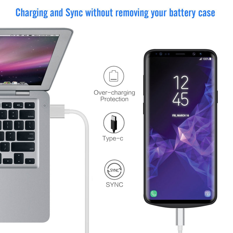 Battery case for Samsung Galaxy S9 Plus,JUBOTY Ultra-Slim High Capacity 5200mAh Extended Charging Case for Galaxy S9+ Portable Rechargeable Battery Pack Charger Case(6.2 inch)