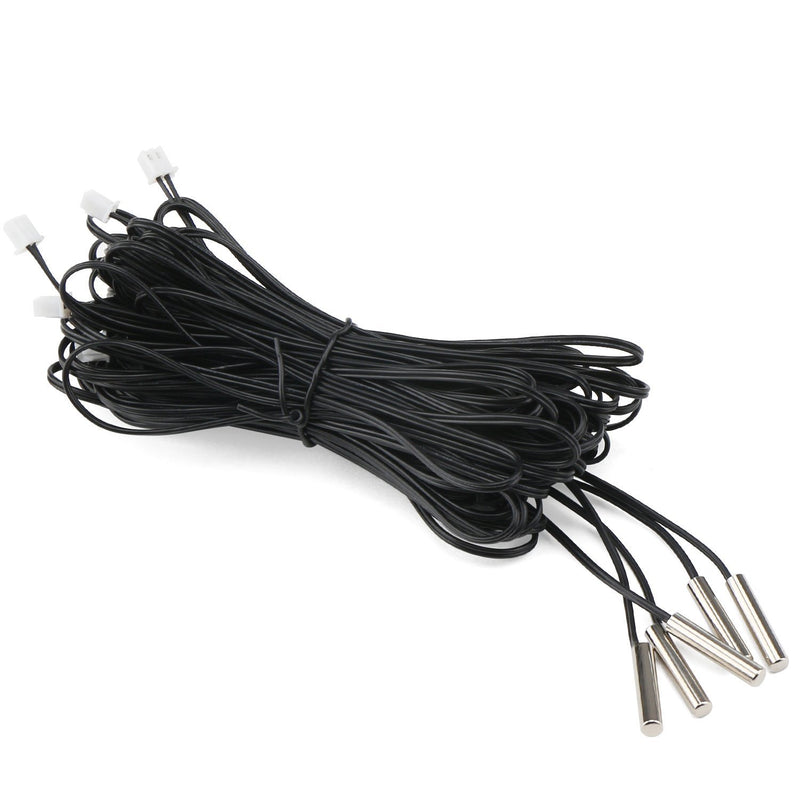 10K Temperature Sensor Probe, DROK 5pcs 1 Meter Waterproof Temp Sensor Probe, Stainless Steel 3950 NTC Temp Sensor Probe, Digital Temperature Transmitter Extension Cable