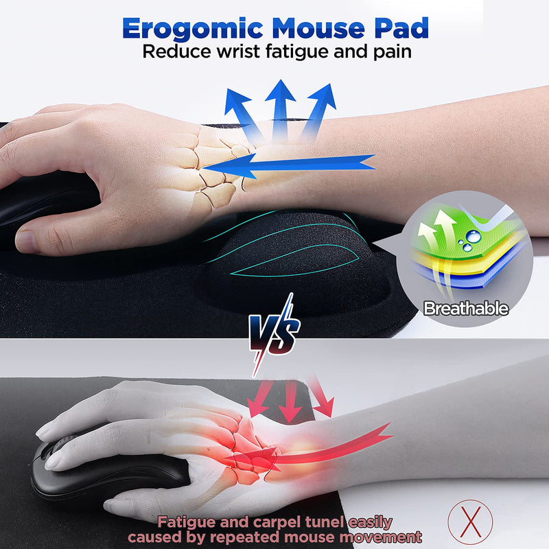 Gimars Large Smooth Superfine Fibre Memory Foam Ergonomic Mouse Pad Wrist Rest Support - Mousepad with Nonslip Base for Laptop, Computer, Gaming & Office Upgrade Mouse Wrist Rest Pad