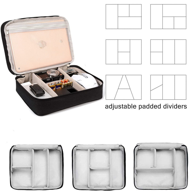 Electronic Organizer Travel Universal Cable Organizer Electronics Accessories Cases for Cable, Charger, Phone, USB, SD Card,1Pack Black Triple Layer /11.02" x 8.27" x 3.94"