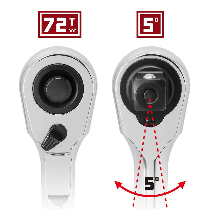 Powerbuilt Quick Release Ratchet with Contour Handle, 1/4 Inch Drive , 72 Tooth, Sealed Head, Pro Tech Tool Series - 649968