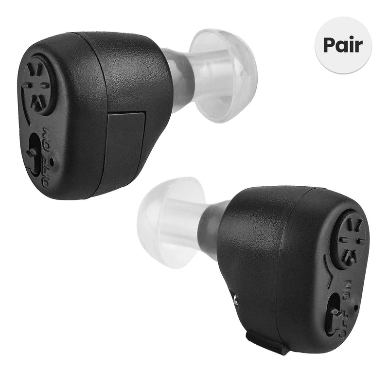 Digital Hearing Amplifier - In-The-Canal (ITC) Pair of In Ear Sound Amplification Devices, Audiologist and Doctor Designed Personal Sound Amplifier for Adults and Sound Enhancer Set, (Black)