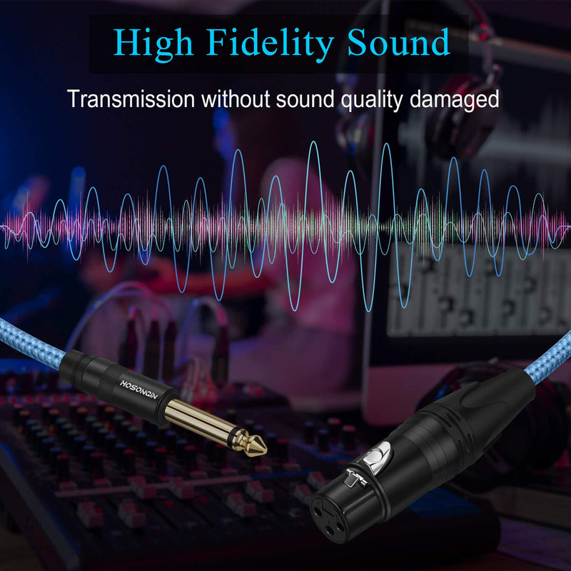 XLR Female to 1/4 TS Unbalanced Microphone Cable, HOSONGIN Quarter inch (6.35mm) TS Mono Jack Unbalanced Interconnect Mic Cord - 1.6 Feet XLR Female - 1/4" Mono - Unbalanced