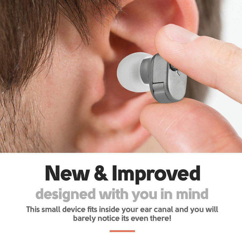 Digital Hearing Amplifier - in-The-Canal (ITC) Pair of in Ear Sound Amplification Devices, Audiologist and Doctor Designed Personal Sound Amplifier for Adults and Sound Enhancer Set by MEDca, Grey