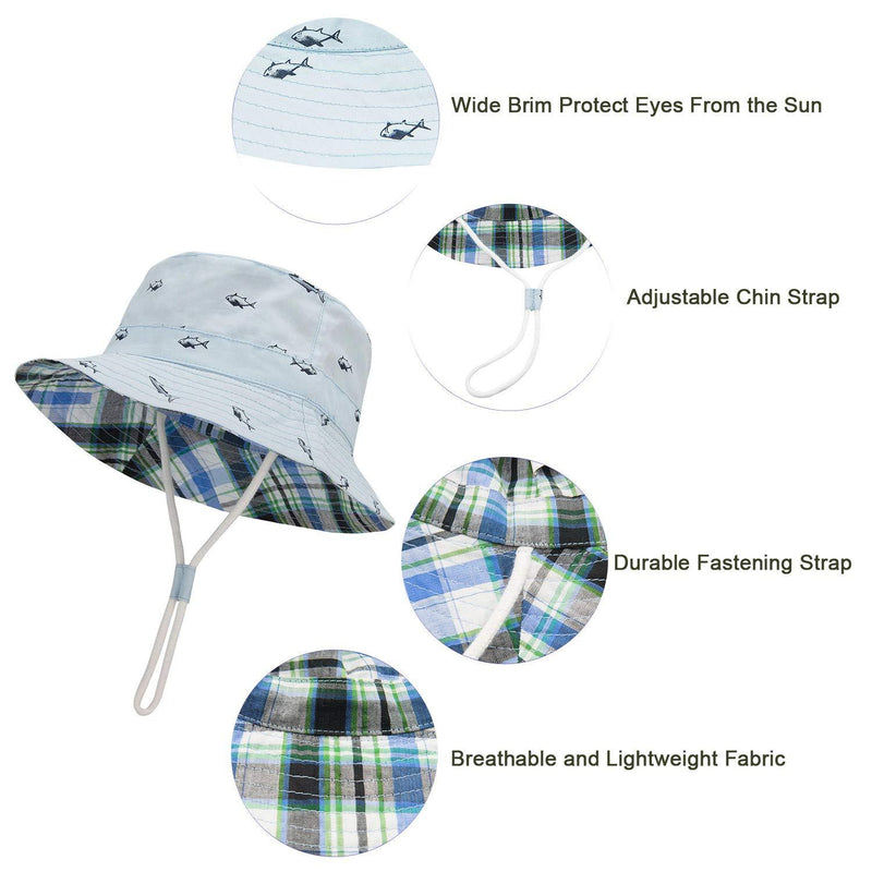 Durio Beach Baby Sun Hat UPF 50+ Sun Protection Wide Brim Summer Baby Boy Bucket Hats Cute Toddler Sun Hats for Girl 6-12 Months A Blue