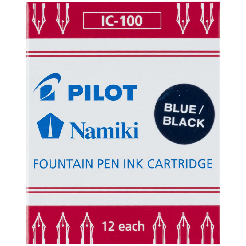 PILOT Namiki IC100 Fountain Pen Ink Cartridges, Blue/Black, 12-Pack (69102) Blue-Black