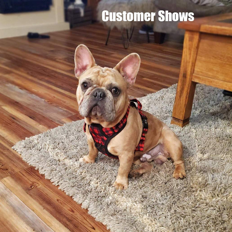PoyPet No Pull Dog Harness, No Choke Front Lead Dog Reflective Harness, Adjustable Soft Padded Pet Vest with Easy Control Handle for Small to Large Dogs XS Checkered Red
