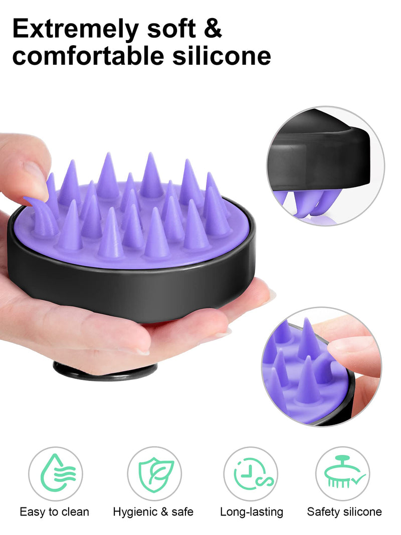 Hair Shampoo Brush, HEETA Scalp Care Hair Brush with Soft Silicone Scalp Massager (Black) Black