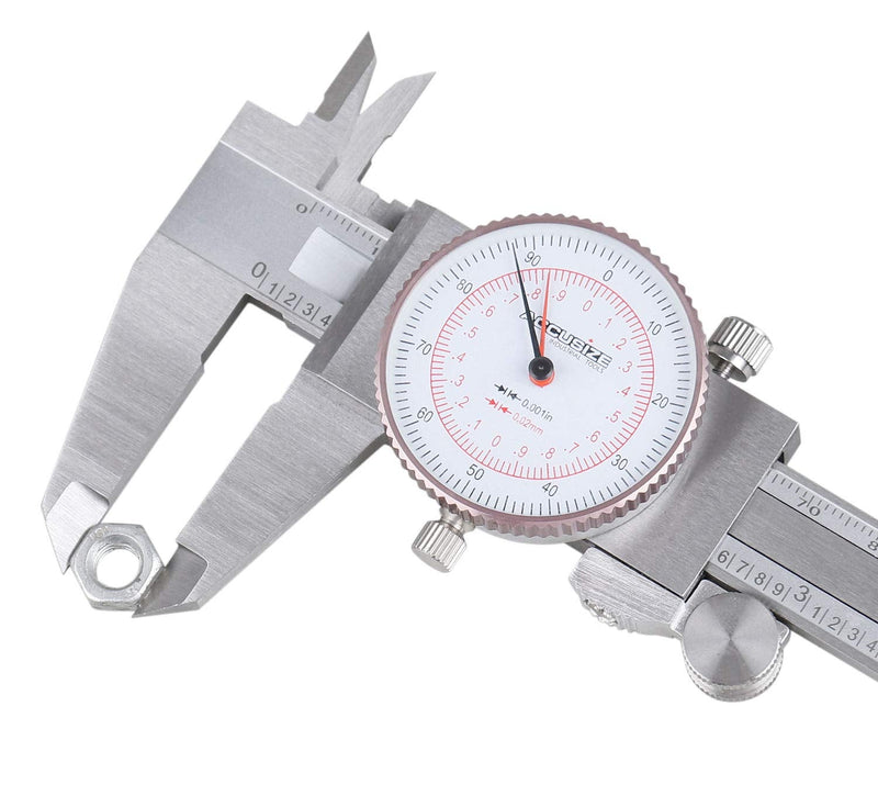 Accusize Industrial Tools 0-6''/0-150 mm by 0.001''/0.02 mm Inch/Metric Dual Needle Precision Dial Caliper Stainless Steel, P920-S236 0-6" / 0-150mm
