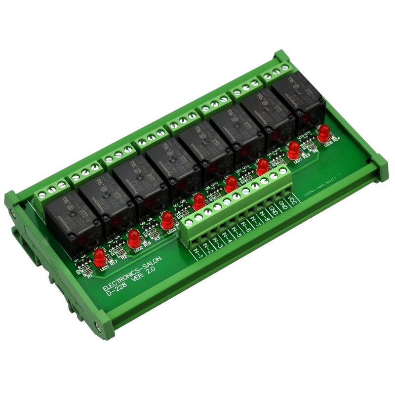 Electronics-Salon DIN Rail Mount 8 SPDT Power Relay Interface Module. (Operating Voltage: DC 5V) Operating Voltage: DC 5V