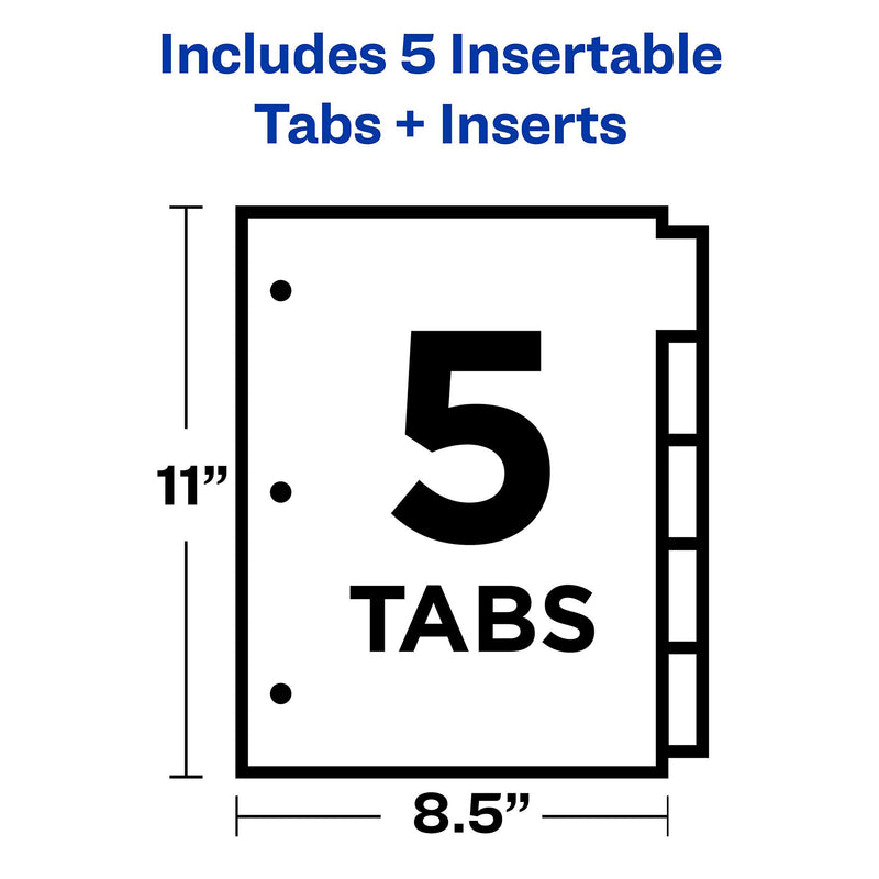 AVERY 5-Tab Binder Dividers, Insertable Multicolor Big Tabs, 1 Set (11109) 1-Pack