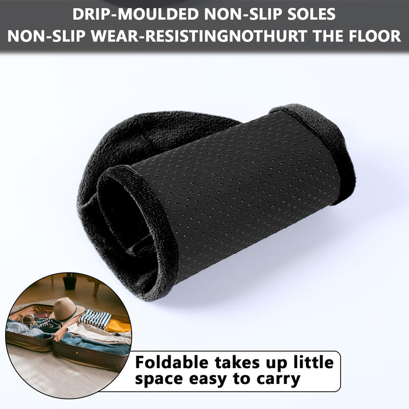 WUFANC Copriscarpe in Velluto - Riutilizzabile, Lavabile, Resistant All'usura Antiscivolo - Copriscarpe Monouso Adatto for la Pavimentazione Domestica in Moquette e Altri Luoghi Diversi (5, Nero) One Size Black