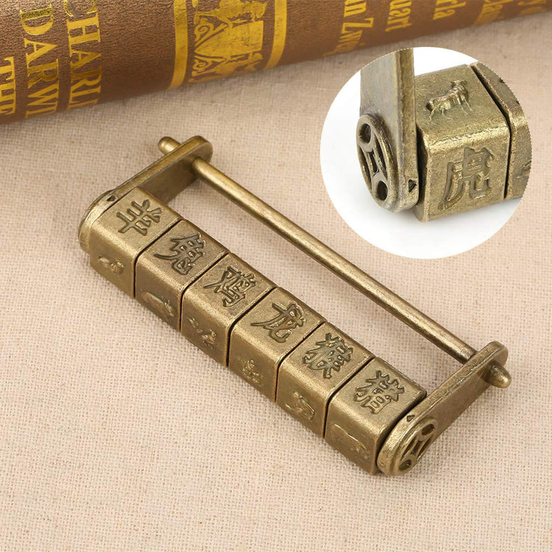 Retro Zinc Vintage Antique Chinese Old Jewelry Code Password Lock Padlock Lock Jewelry Box Padlock Hardware