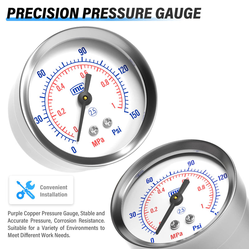 TAILONZ PNEUMATIC 1/4 Inch NPT Air Filter Pressure Regulator Combo Piggyback, Air Tool Compressor Filter with Gauge AW2000-02 1/4"NPT Manual Drainage