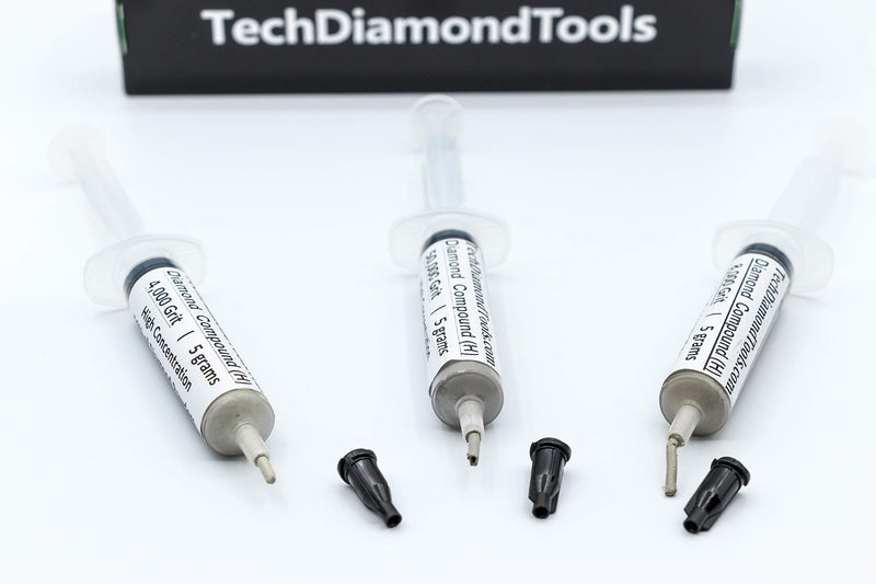 TechDiamondTools Kit of 3 Diamond Polishing Compound Polishing Paste 4000 8000 50000 Grit for Marble Glass Metal Rock Jewelry Resin Silver Gemstone with High Concentration of Diamond Powder USA Made 50000 8000 4000 grit