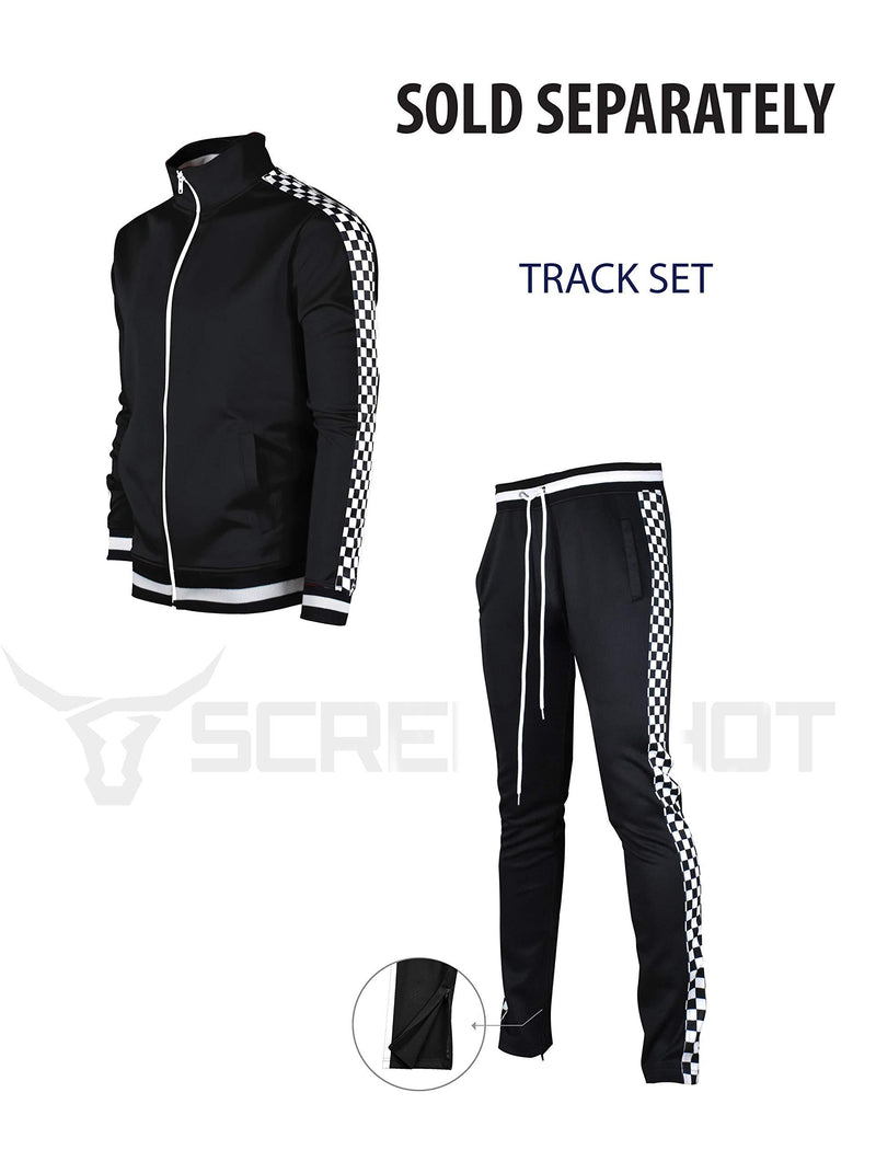 Screenshotbrand Mens Hip Hop Premium Slim Track Jacket - Side Taping Small F11854-black