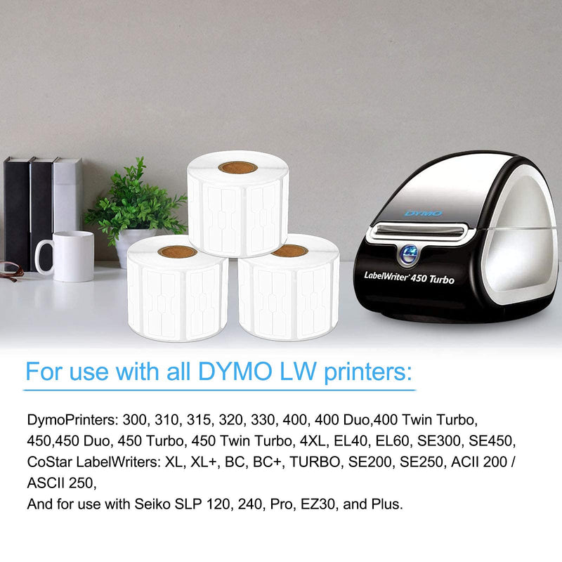 USUPERINK 2 Roll 3/8'' x 3/4'' Self-Adhesive LW 2-UP Jewelry Price Tag Labels Direct Thermal Paper Compatible for Dymo 30299 LabelWriter 450 Duo 4XL CoStar Zebra Label Printers, 1500 Labels Per Roll