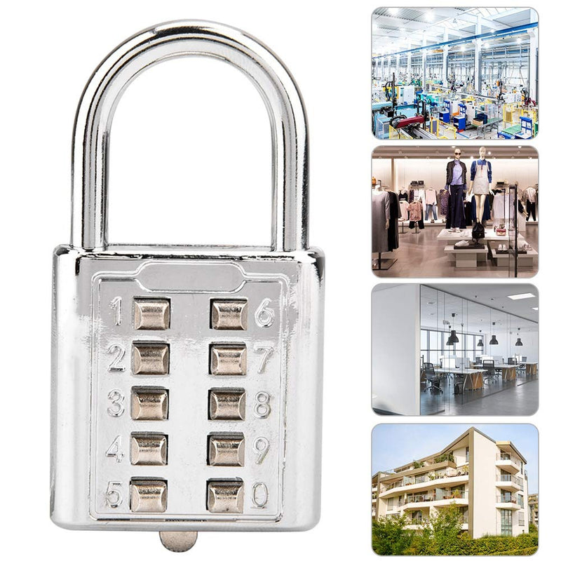 10 Digit Push Button Combination Padlock, Zinc Alloy Cabinet Locker Combo Lock & Blind Bouton Padlock,5 Digit Password Padlock for School Gym Locker, Sports Locker, Fence, Toolbox