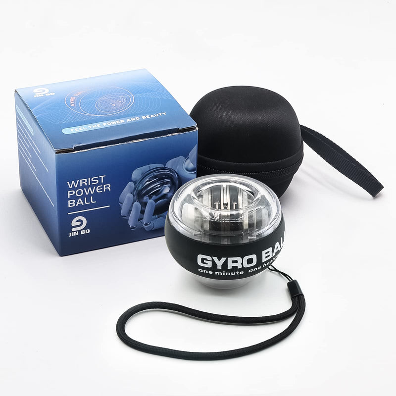 JIN BD Wrist Trainer Ball Auto-Start Wrist Strengthener Gyroscopic Forearm Exerciser Gyro Ball for Strengthen Arms, Fingers, Wrist Bones and Muscles BLACK Without Light