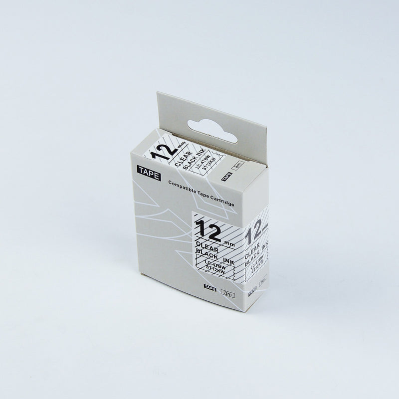 IDIK Black on Clear ST12KW LC-4TBW LC-4TBW9 Laminated Ribbon Cassette Tape for kingjim/epson Label Printers