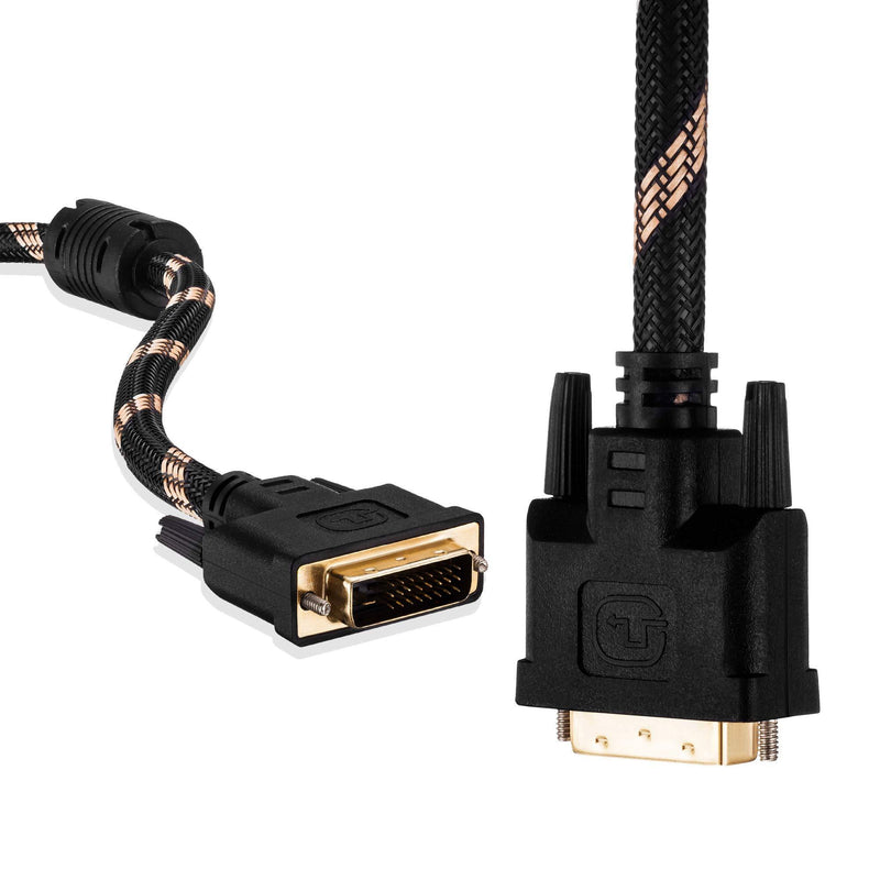 DVI Dual Link Cable 1.8M,Nylon Braided DVI-D 24+1 Dual Link Male to Male Digital Video Cable Gold Plated with Ferrite Core Support 2560x1600 for Gaming, DVD, Laptop, HDTV and Projector(6 Ft/1.8M) 6 Ft/1.8M