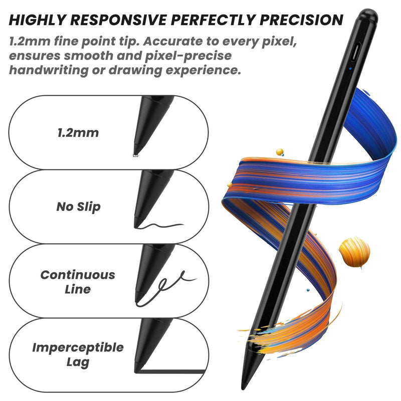 2021 iPad Pro 11 Inch Stylus Pencil 2nd Generation,,Palm Rejection and Magnetic with 1.2 mm Replaceable POM Tip Active Stylus Pen for Apple iPad Pro 11 Inch 3rd Gen Pencil,Black Black