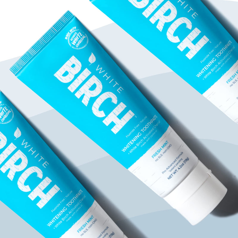 White Birch Activated White Charcoal Whitening Toothpaste- Professional Teeth Whitening Charcoal - Natural & Fluoride Free Oral Care (White Charcoal Toothpaste)