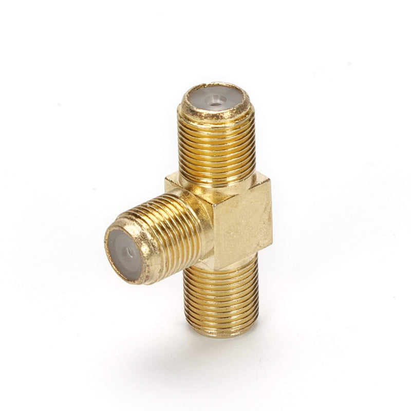 TLS.eagle 5 Pack Gold Plated F Type RG6 Female to 2 Female 3 Way Coax Cable T Splitter Adapter Connector