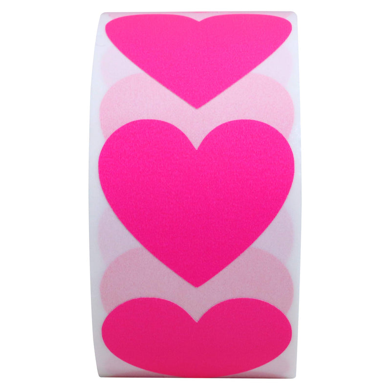 Hybsk Valentine's Day Heart Stickers Labels - Party Decorations Favors Gifts Supplies Total (Fluorescent Pink) Fluorescent Pink